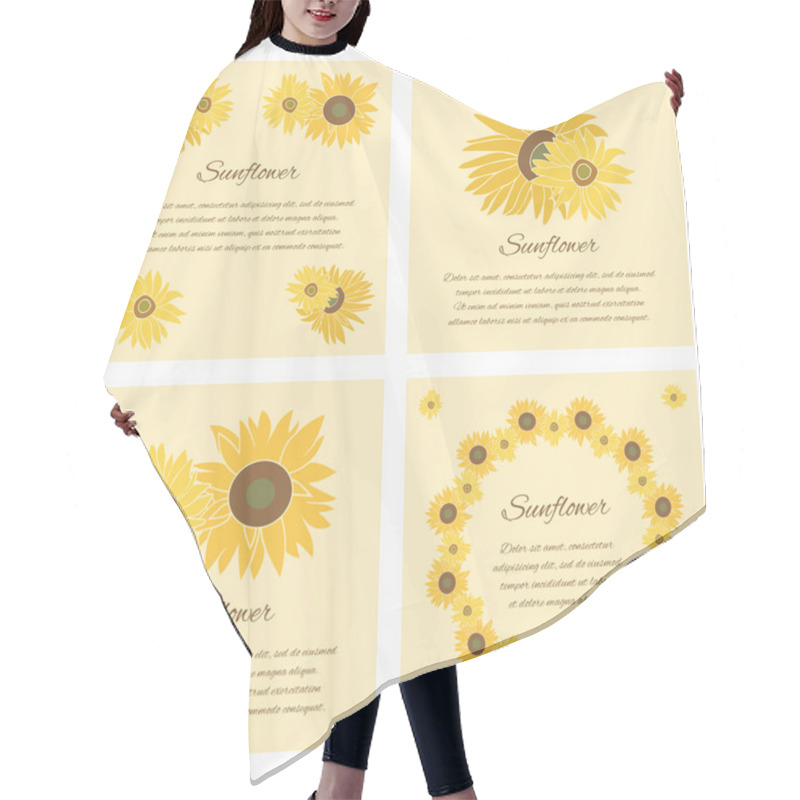 Personality  Sunflower Vector Greeting Card Set On The Bright Background Hair Cutting Cape