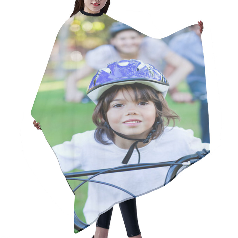 Personality  Adorable Little Boy Riding A Bike Hair Cutting Cape