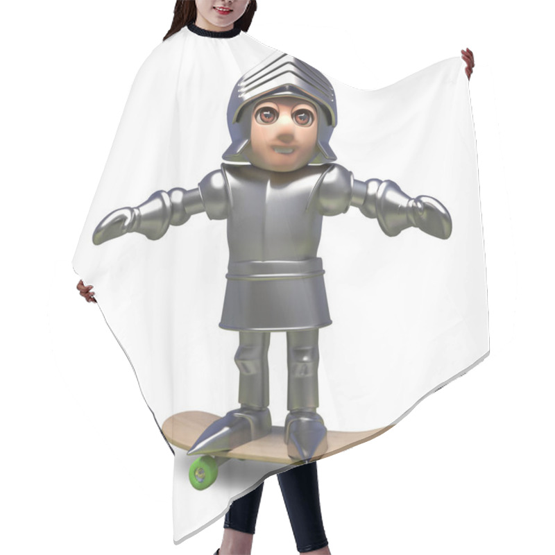 Personality  Skateboarding Medieval Knight In Plate Armour, 3d Illustration Hair Cutting Cape