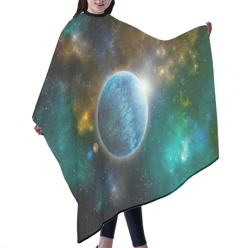 Personality  Unknown Planet From Outer Space. Space Nebula. Cosmic Cluster Of Stars. Outer Space Background. 3D Illustration. Hair Cutting Cape