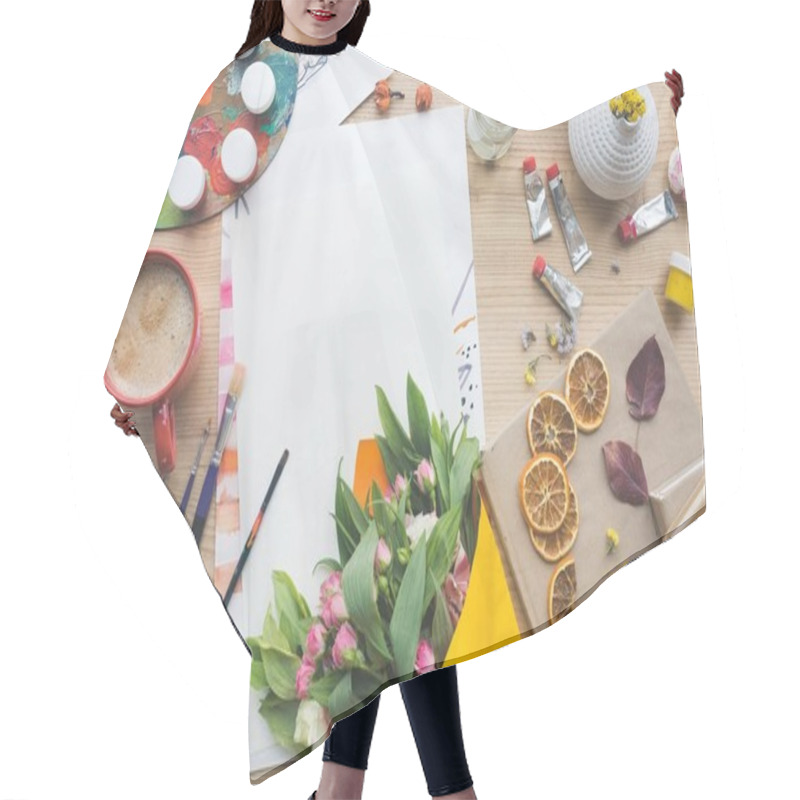 Personality  Empty Sheet Of Paper And Flowers Hair Cutting Cape