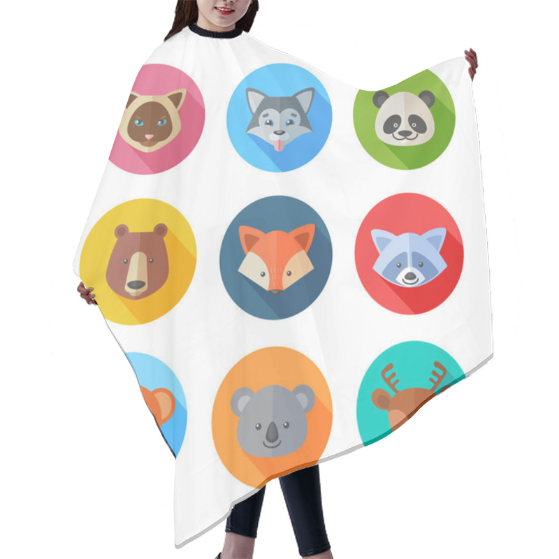 Personality  Cute Flat Animals Portraits Icons Hair Cutting Cape