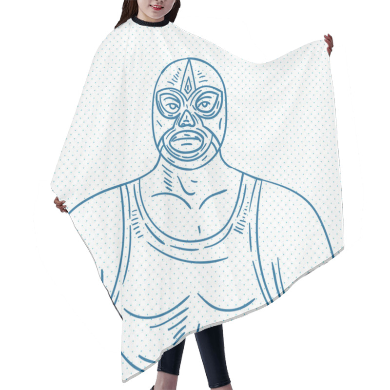 Personality  Hand Drawn Wrestler Stylized Vector Illustration Hair Cutting Cape