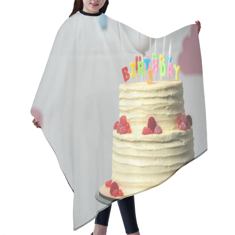 Personality  Birthday Cake With Number Three Hair Cutting Cape