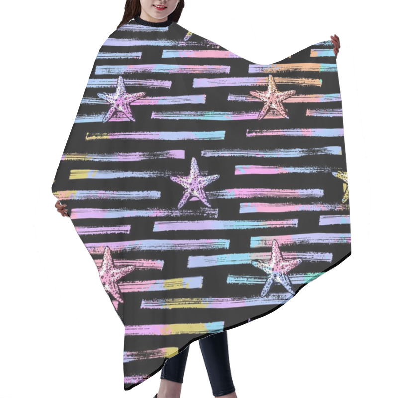 Personality  Starfishes And Stripes Seamless Pattern Hair Cutting Cape