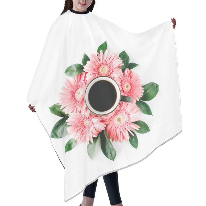 Personality  Coffee Cup In Gerbera Flowers Hair Cutting Cape