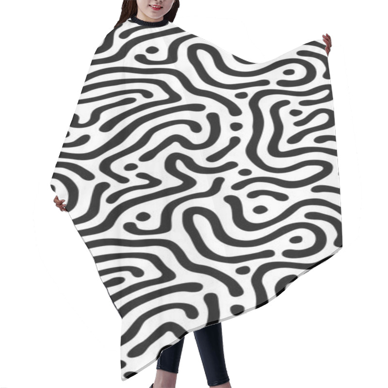 Personality  Vector Seamless Maze Pattern. Abstract Wavy Black And White Background. Hair Cutting Cape