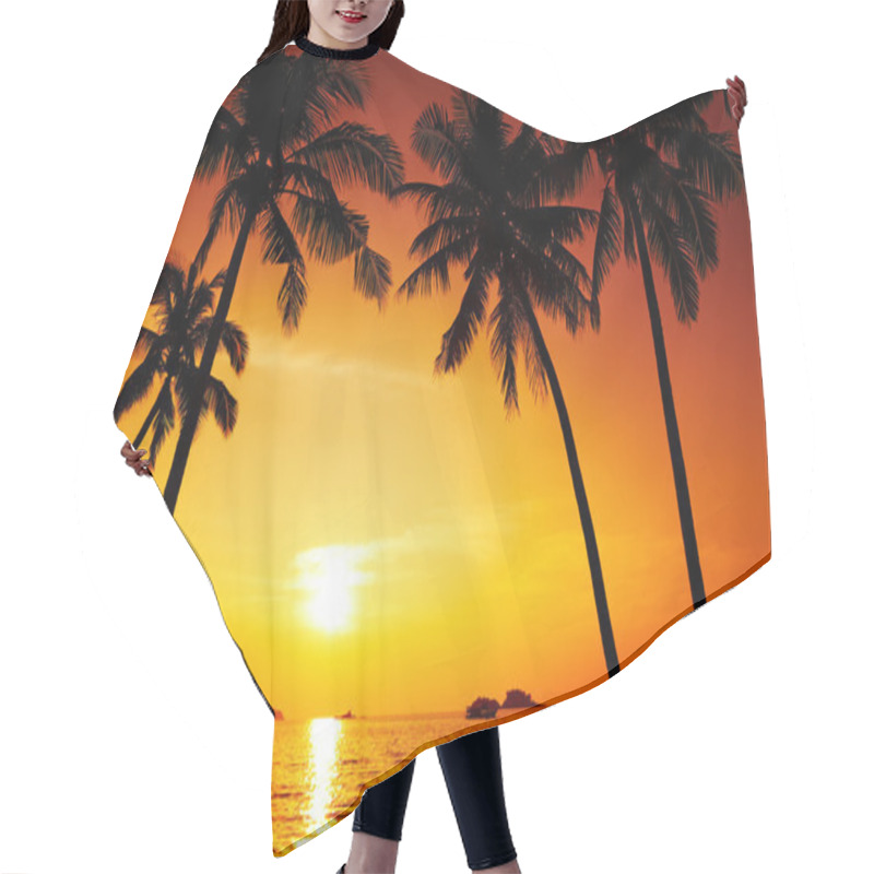 Personality  Palm Trees Silhouette At Sunset Hair Cutting Cape