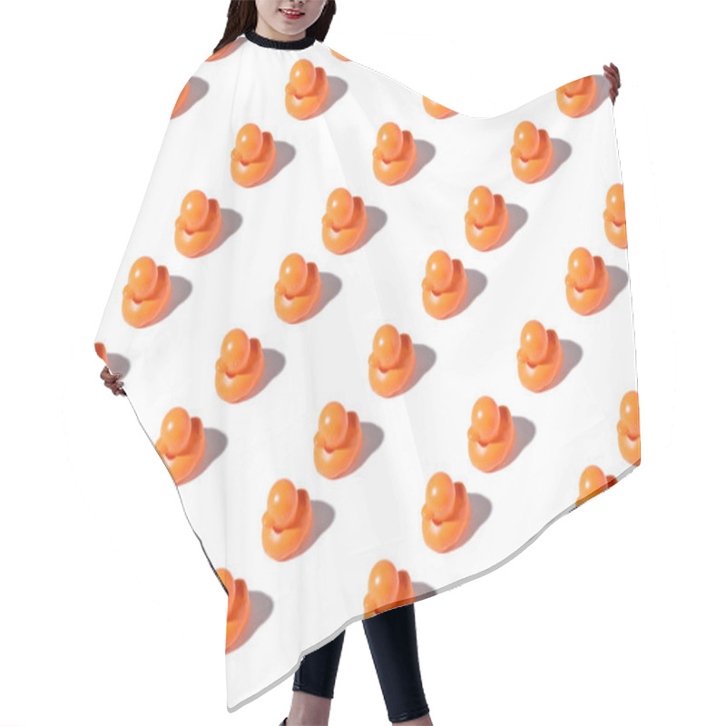 Personality  Seamless Pattern Of Small Orange Rubber Ducks On White  Hair Cutting Cape