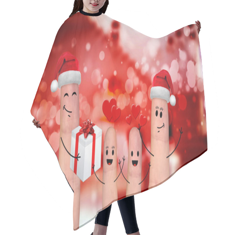 Personality  Happy Finger Family Celebrating Christmas Hair Cutting Cape