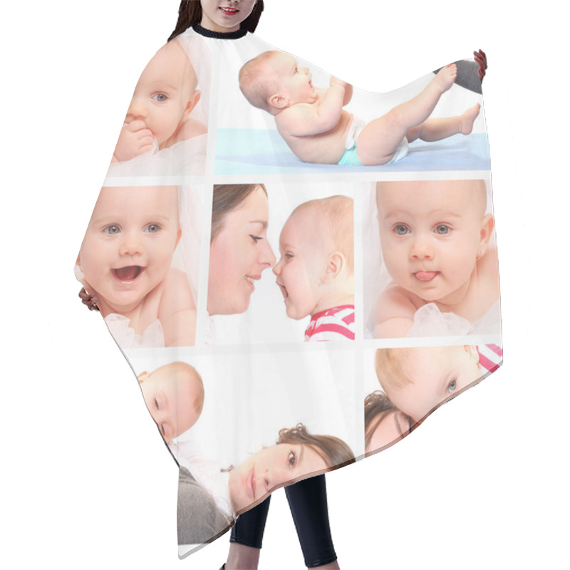 Personality  Woman With Newborn Baby Hair Cutting Cape