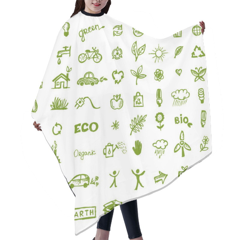 Personality  Green Ecology Icons For Your Design Hair Cutting Cape