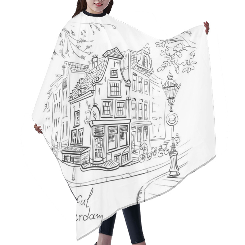 Personality  Vector City View Of Amsterdam House And Lantern Hair Cutting Cape