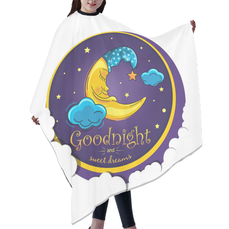 Personality  The Anthropomorphic Moon Sleeps Sweetly In The Starry Sky. Cartoon Moon In A Night Cap. Sleeping Moon. Good Night And Sweet Dreams. Vector Illustration Hair Cutting Cape