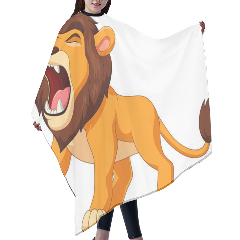 Personality  Illustration Of Cartoon Lion Roaring Hair Cutting Cape