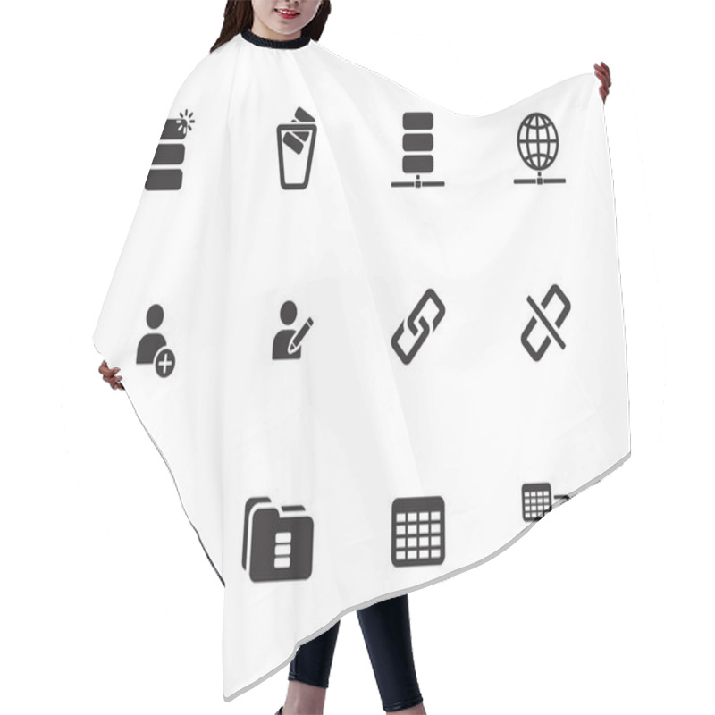 Personality  Database Icons On White Background. Hair Cutting Cape