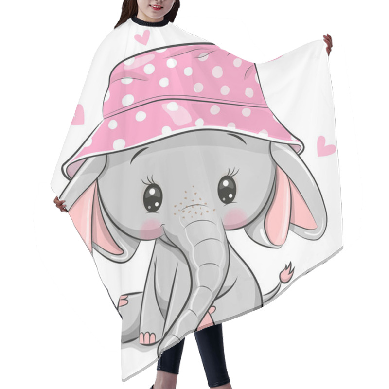 Personality  Cute Elephant In Panama Hat Isolated On A White Background Hair Cutting Cape