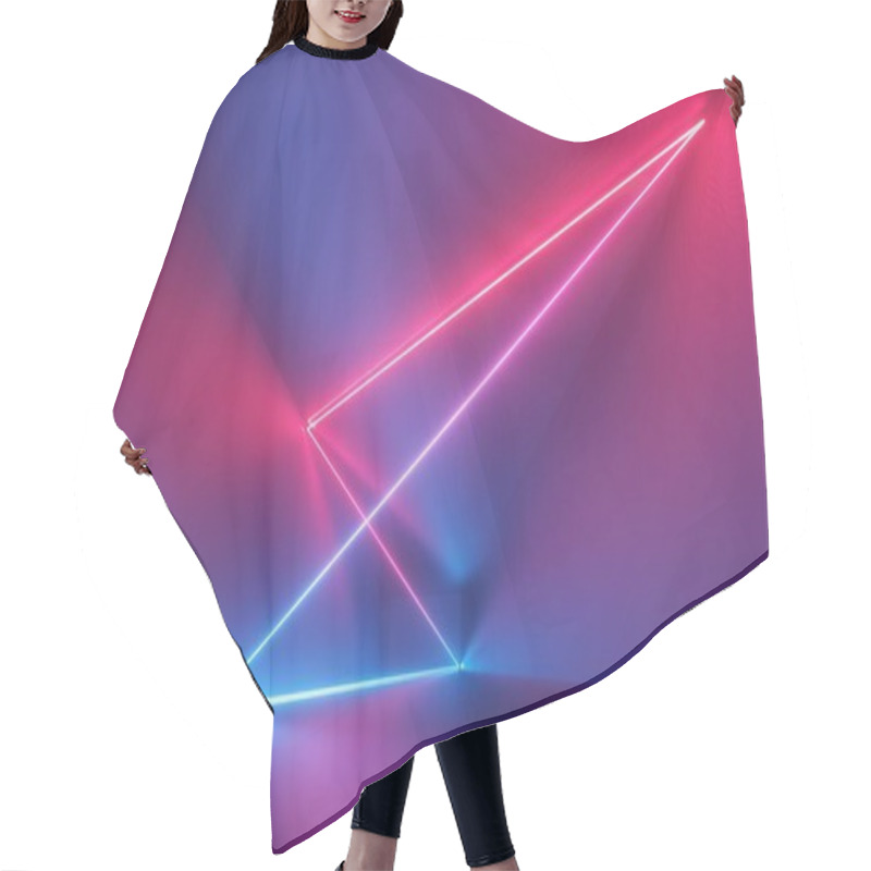 Personality  3d Render, Red Blue Neon Light, Glowing Lines, Reflections, Abstract Background Hair Cutting Cape