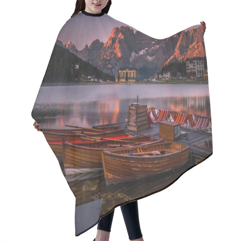 Personality  Sunrise Over Lake Misurina In Dolomites Hair Cutting Cape