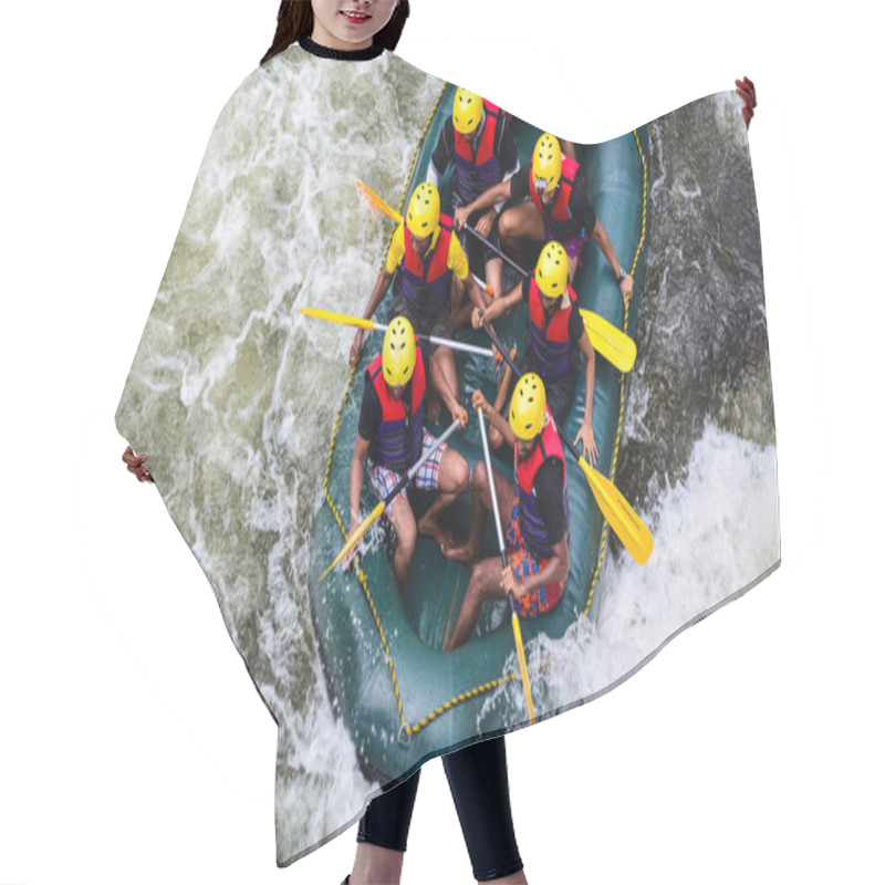 Personality  A Group Of Men And Women White Water Rafting Hair Cutting Cape