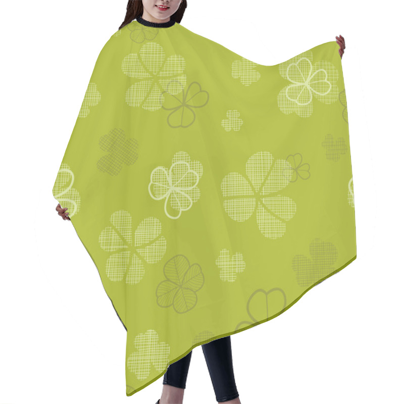 Personality  Green Clover Textile Texture Seamless Pattern Background Hair Cutting Cape