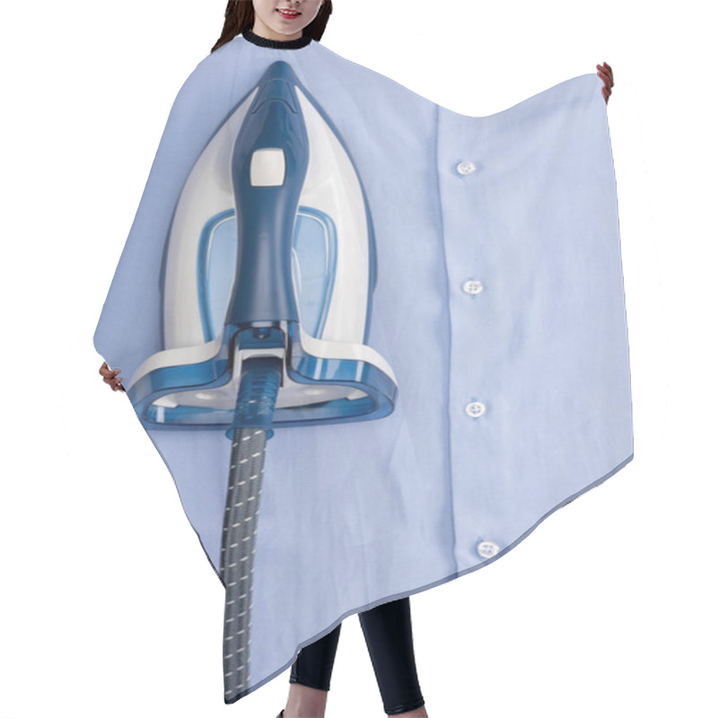 Personality  Iron On Blue Shirt Hair Cutting Cape