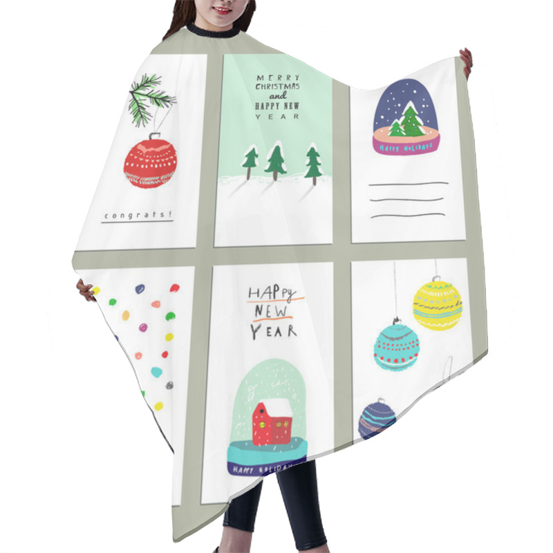 Personality  Collection Of Cute Christmas Card Templates. Hair Cutting Cape