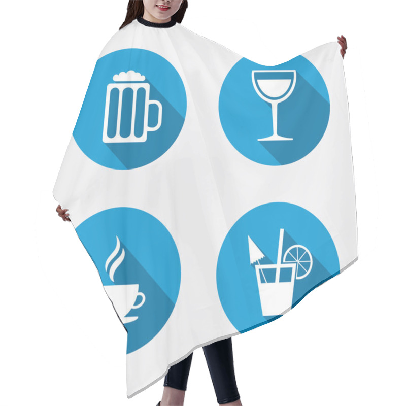 Personality  Coffee Cup, Glass Of Beer Icons. Hair Cutting Cape