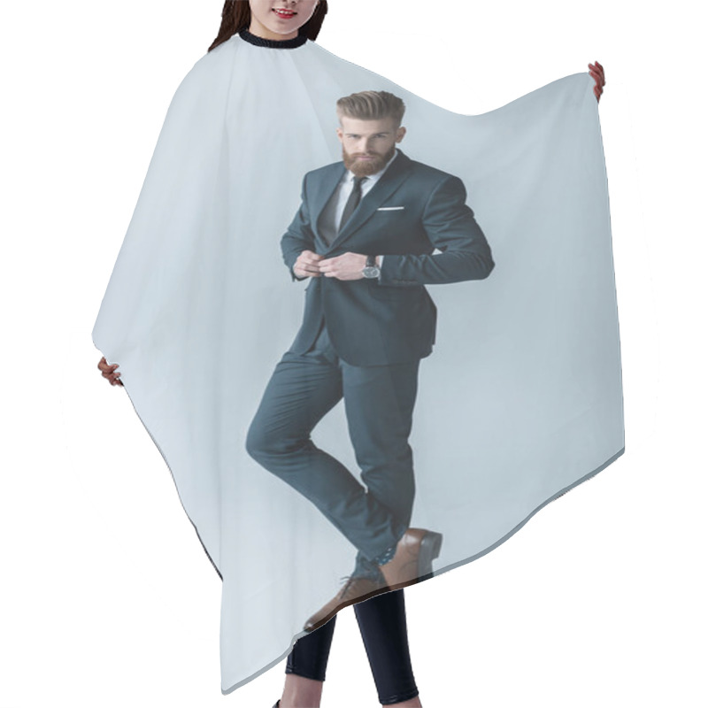 Personality  Stylish Bearded Businessman Hair Cutting Cape