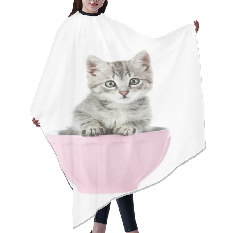 Personality  Beautiful Cat Sitting In Bowl Hair Cutting Cape