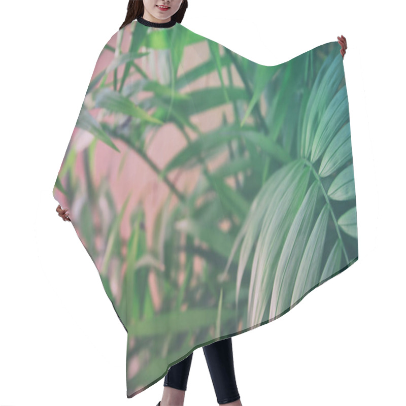 Personality  Tropical Leaves On Pastel Pink Background. Floral Background Hair Cutting Cape