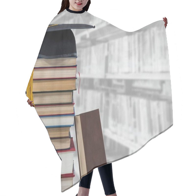 Personality  Digital Composite Of Books And Graduation Hat In Education Library Hair Cutting Cape