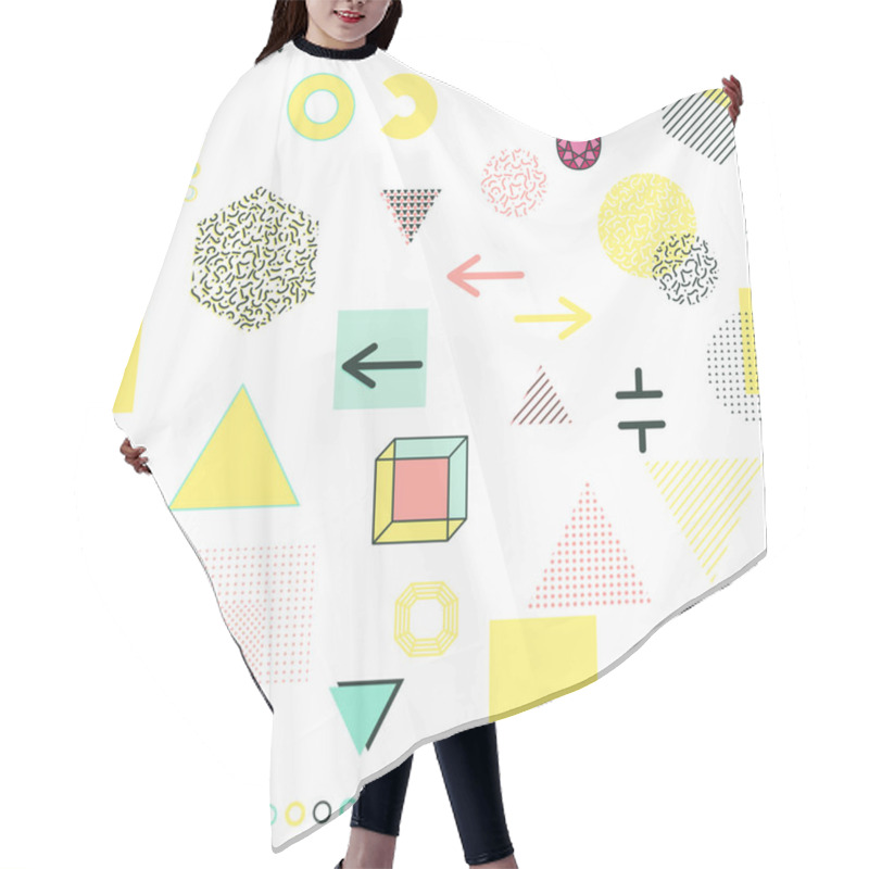 Personality  Trendy Geometric Elements Memphis Cards, Seamless Pattern. Hair Cutting Cape