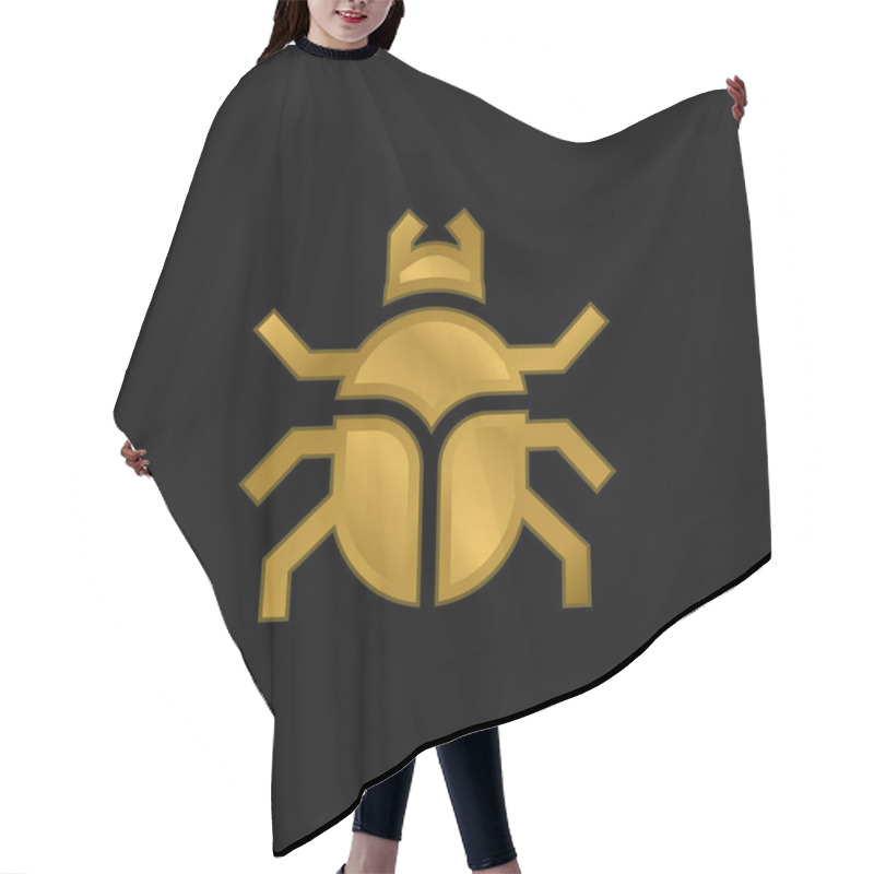 Personality  Beetle Gold Plated Metalic Icon Or Logo Vector Hair Cutting Cape