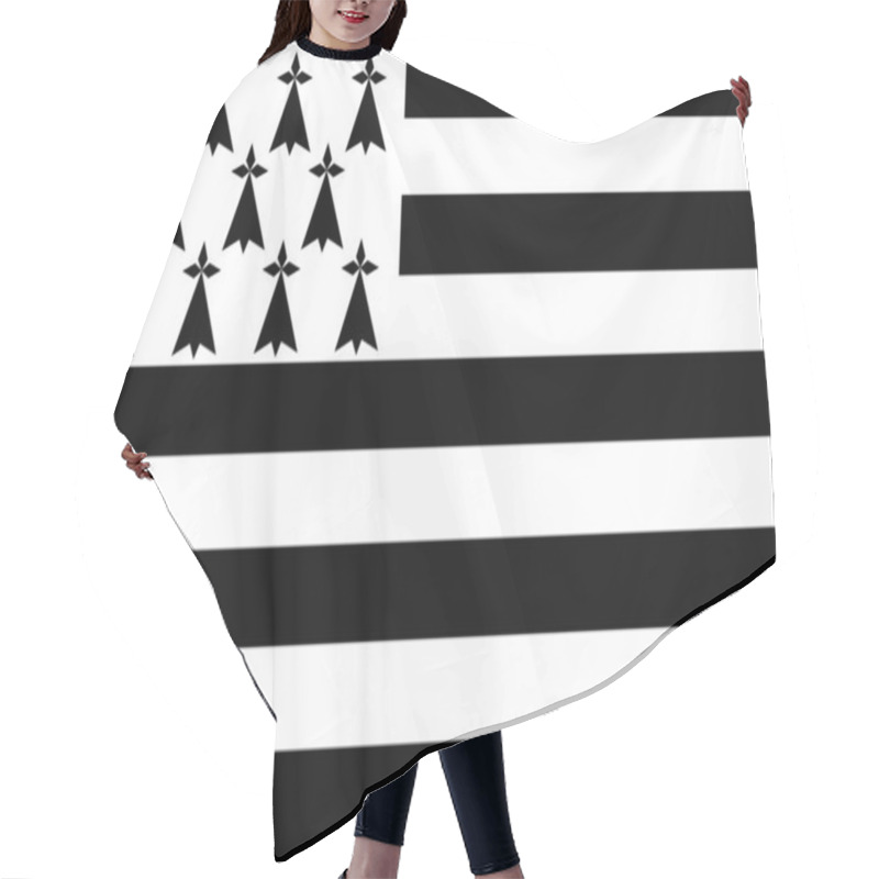 Personality  Top View Of Flag  Brittany, Gwenn Ha Du, France. French Travel And Patriot Concept. No Flagpole. Plane Design, Layout. Flag Background Hair Cutting Cape