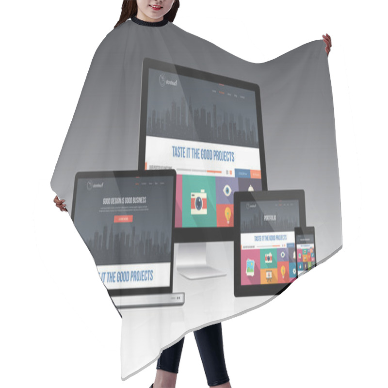 Personality  Responsive Screen Mockup Hair Cutting Cape