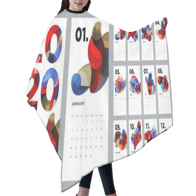 Personality  New Year Calendar With Abstract Motif, Simply Vector Illustration Hair Cutting Cape