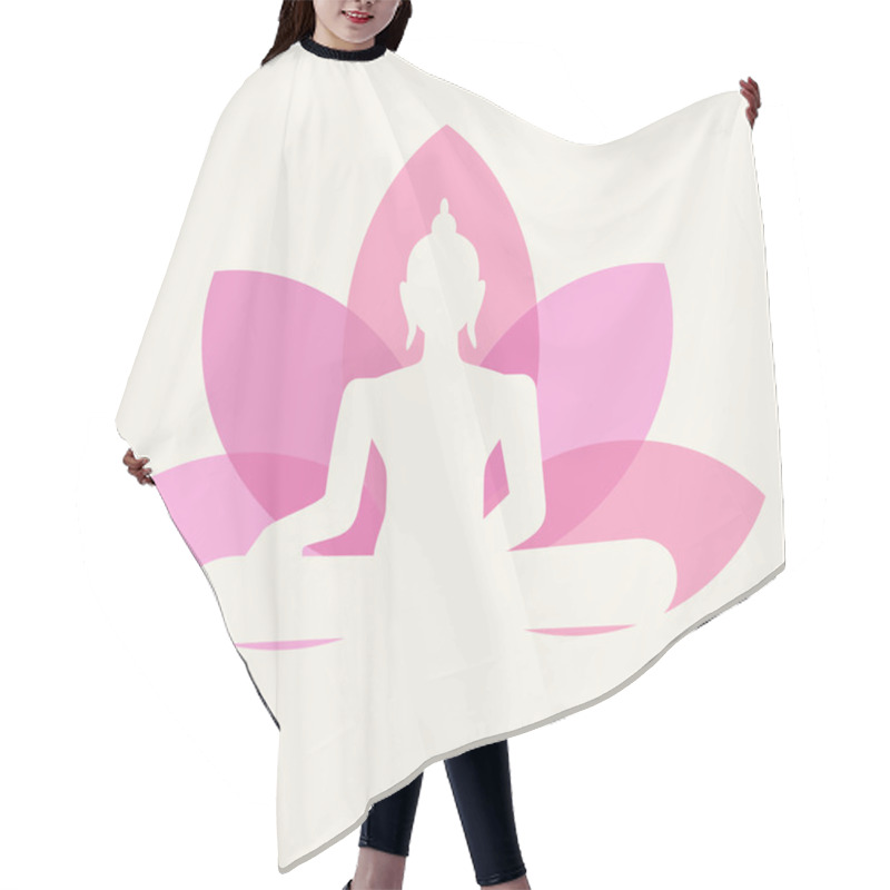 Personality  Silhouette Of Buddha Sitting On A Lotus Flower Background Hair Cutting Cape