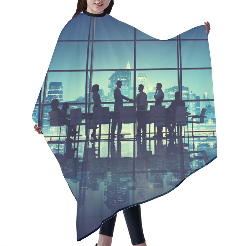 Personality  Business Meeting In Office Hair Cutting Cape