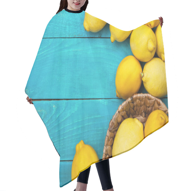 Personality  Lemons On The Bright Cyan Background Hair Cutting Cape