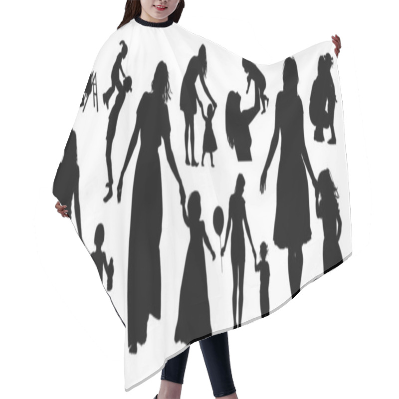 Personality  Happy Mothers Day. Set Of Silhouettes Of Mom With Baby. Vector Illustration Hair Cutting Cape