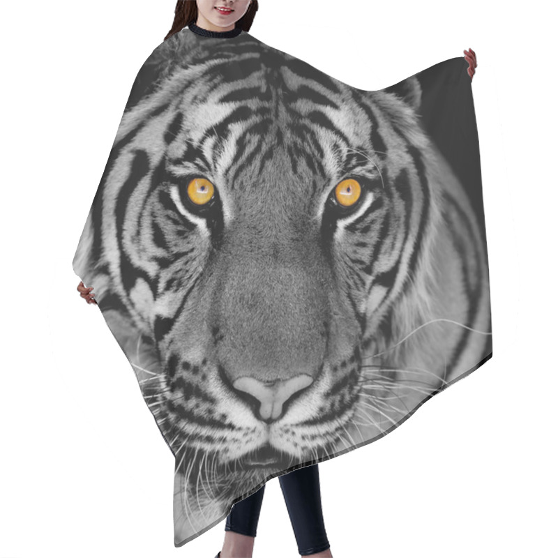 Personality  Black And White Tiger Hair Cutting Cape