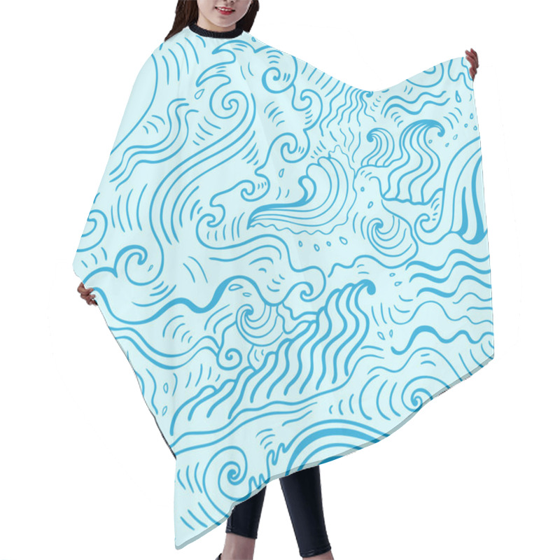 Personality  Sea Waves.  Seamless Background Hair Cutting Cape