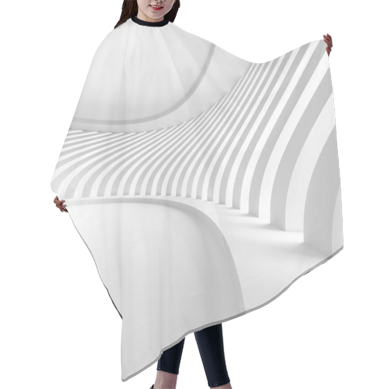 Personality  Modern Architectural Abstract With Curved White Lines And Minimalist Design. 3d Render. Hair Cutting Cape