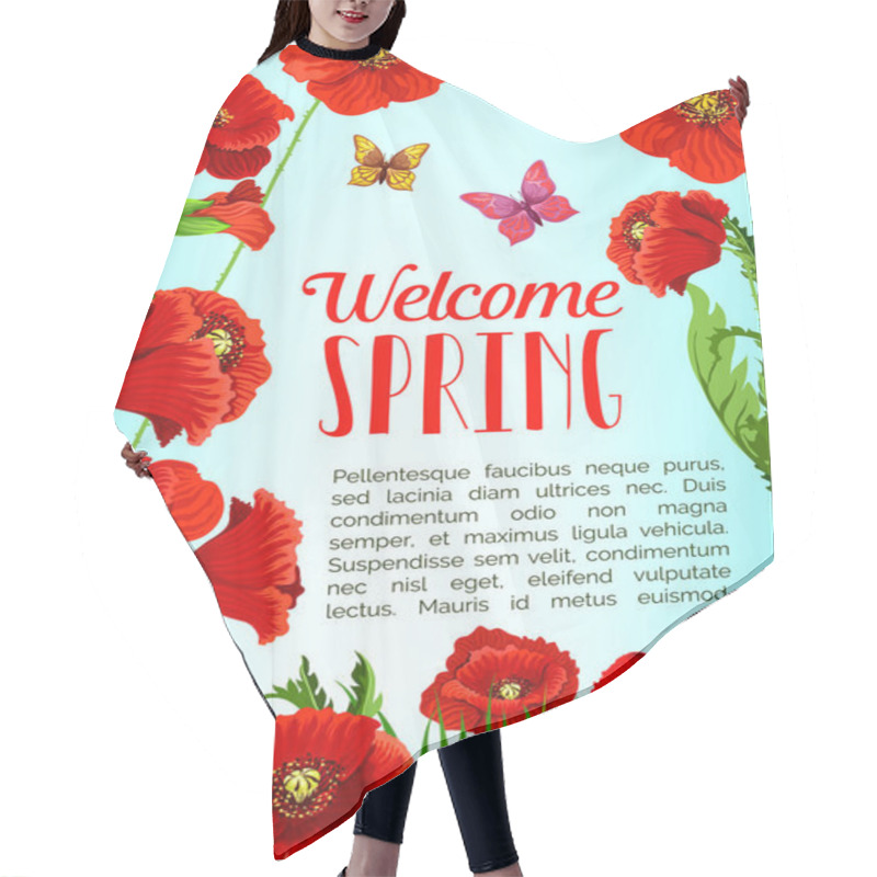 Personality  Vector Poster Of Flowers And Welcome Spring Quotes Hair Cutting Cape