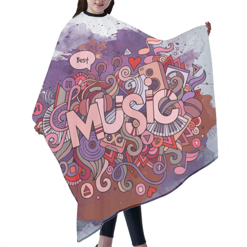 Personality  Music Hand Lettering And Doodles Elements Hair Cutting Cape