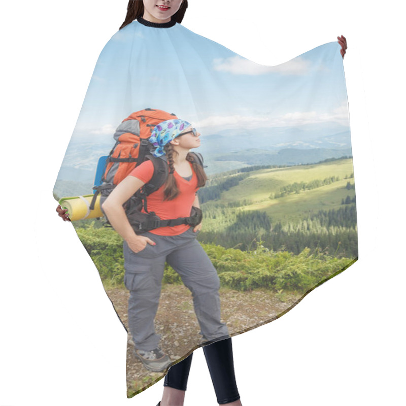 Personality  Hiker Relaxing On Top Of Mountain Hair Cutting Cape