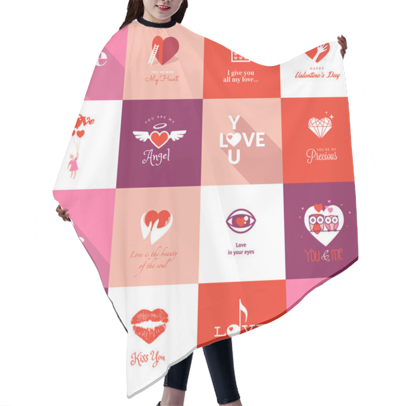 Personality  Set Of Valentines Day Icons Hair Cutting Cape