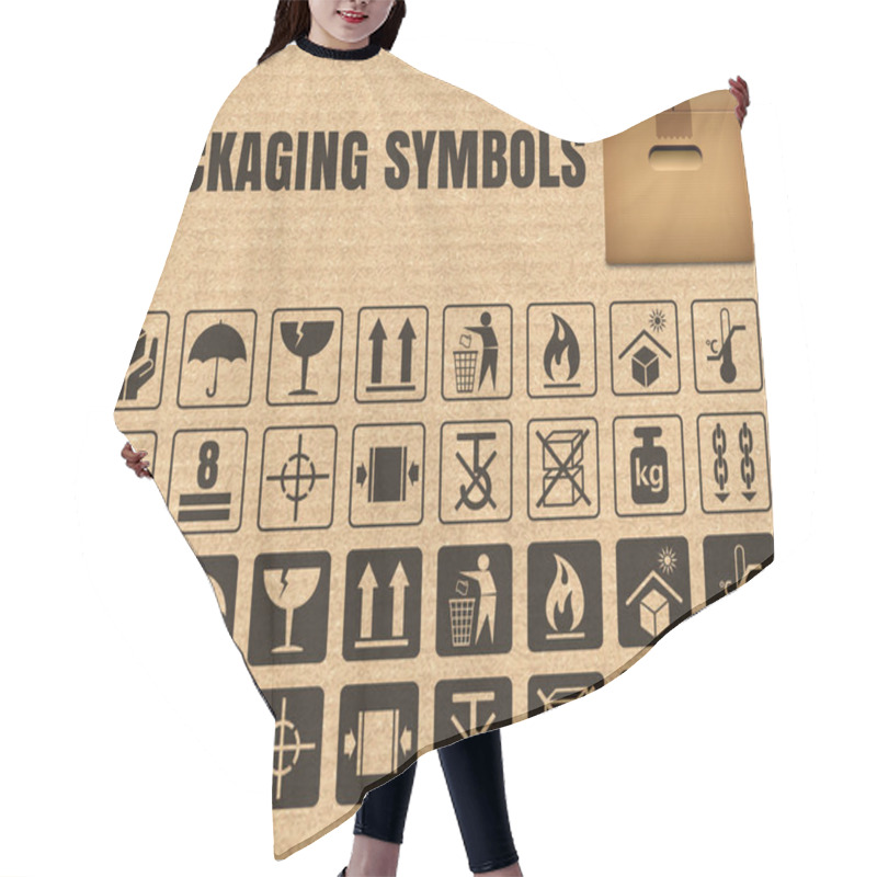 Personality  Packaging Symbols On A Cardboard  Hair Cutting Cape