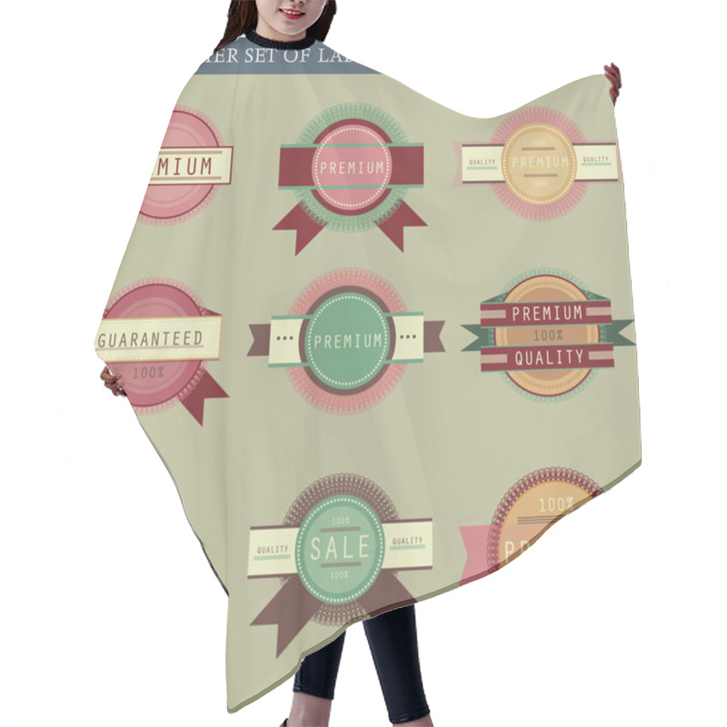 Personality  Retro Vector Labels And Badges Hair Cutting Cape